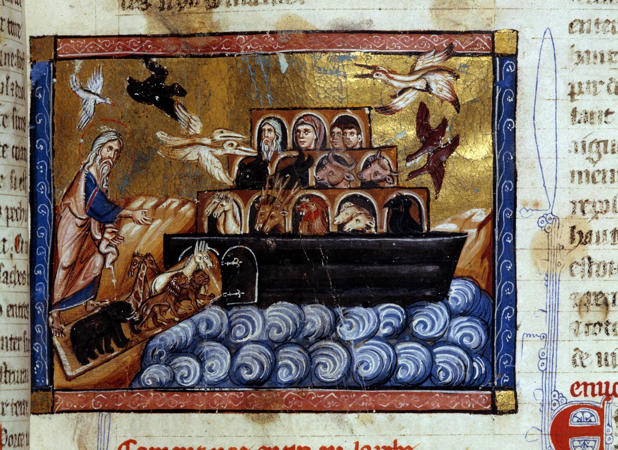 The Ark of Noe Miniature från ett manuskript "Universal History""" 1200-talet. Dijon kommunala bibliotek av Unknown artist