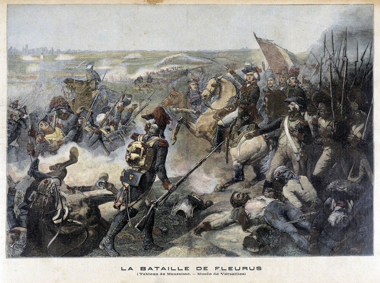Slaget vid Fleurus (Belgien 1794) enligt målningen av Mauzaisse (Musee de Versailles). Illustration av "Little Jourbal" från 1892. av Unknown artist