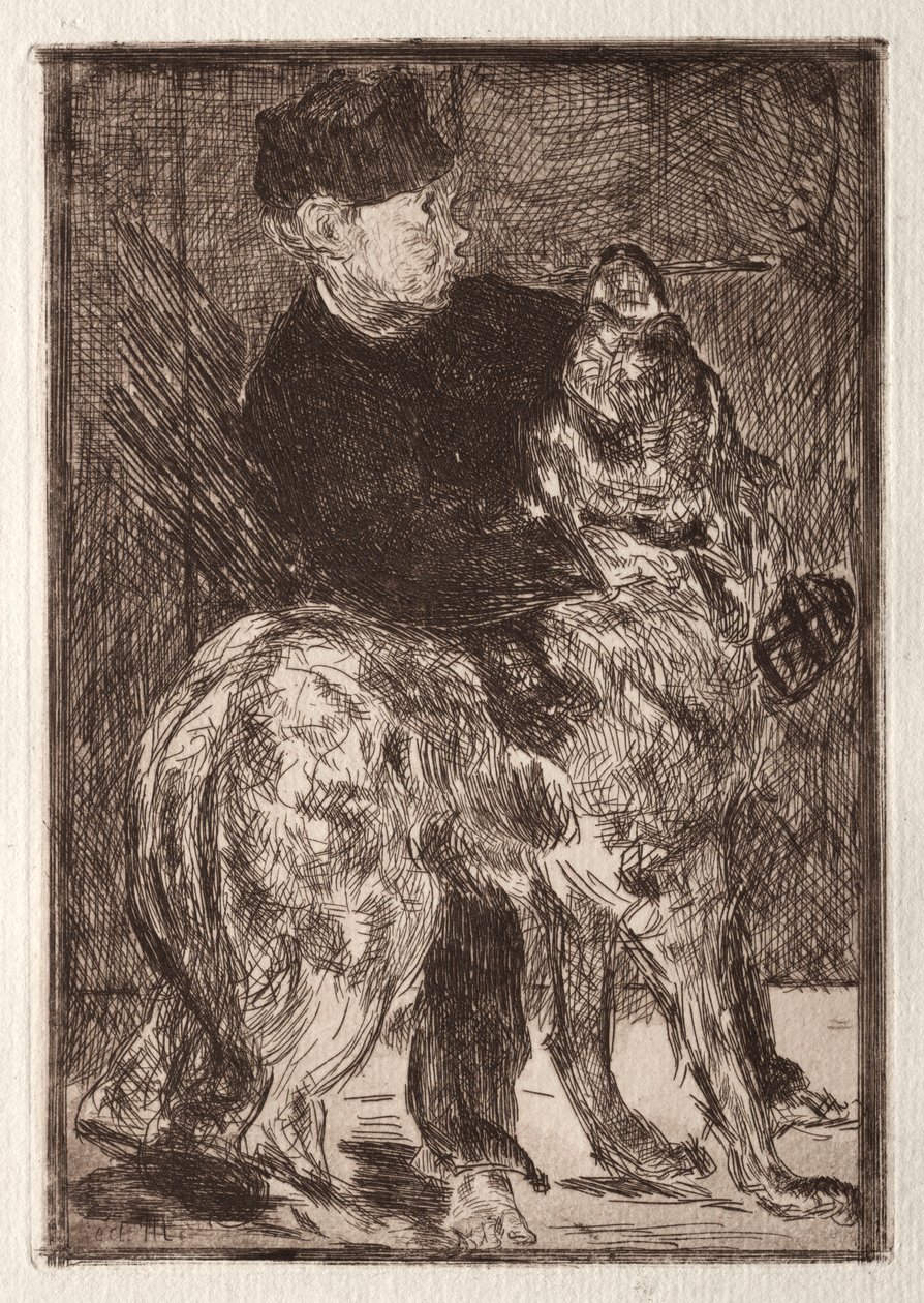 Pojken med en hund av Unknown artist