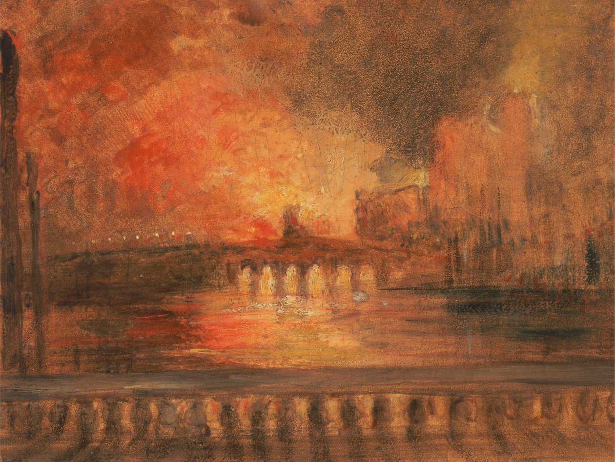 Brännandet av parlamentets hus av Unknown artist