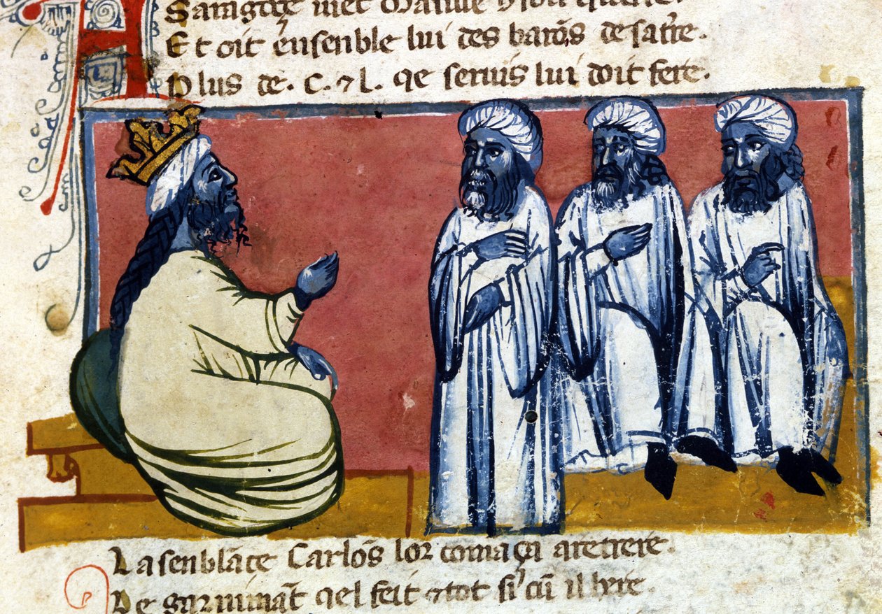 Kalifen av Spanien. 1300-talsmanuskript. Bibl. Marciana, Venedig. av Unknown artist