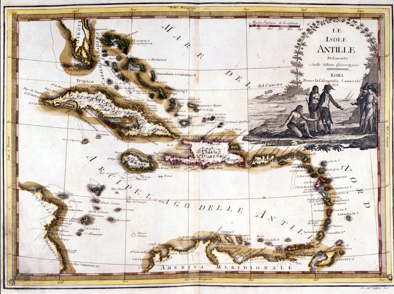 Den karibiska skärgården, baserad på en Atlas från 1798. av Unknown artist