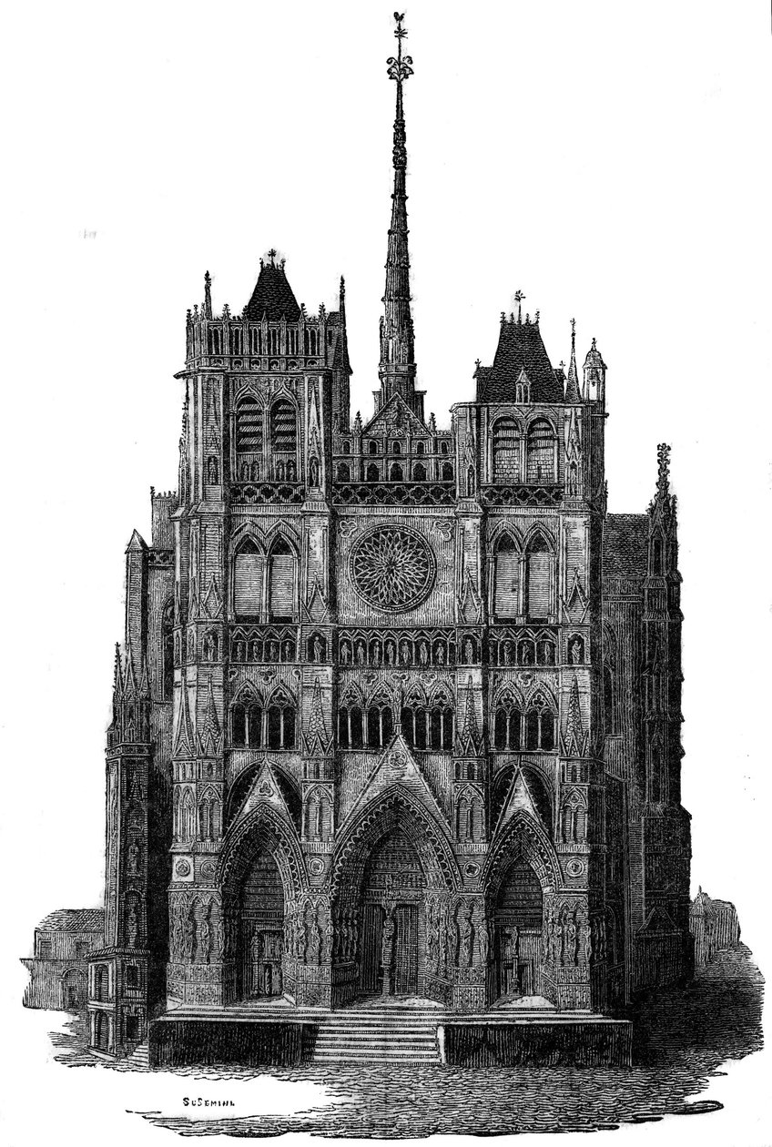 Amiens katedral på 1800-talet. av Unknown artist