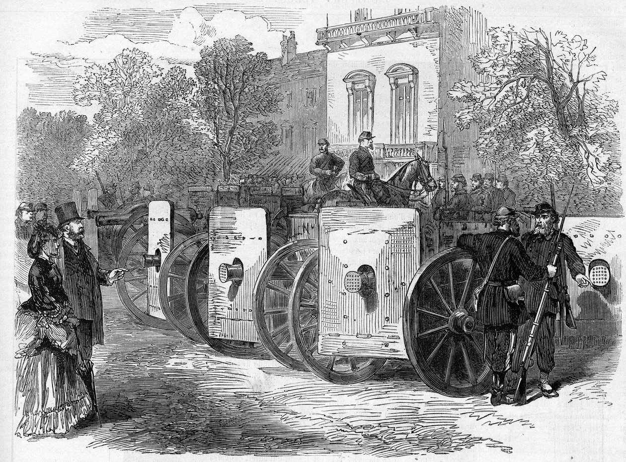 Kommunen i Paris 1871. Pansarkulspruta som används av federes (communards) av Unknown artist