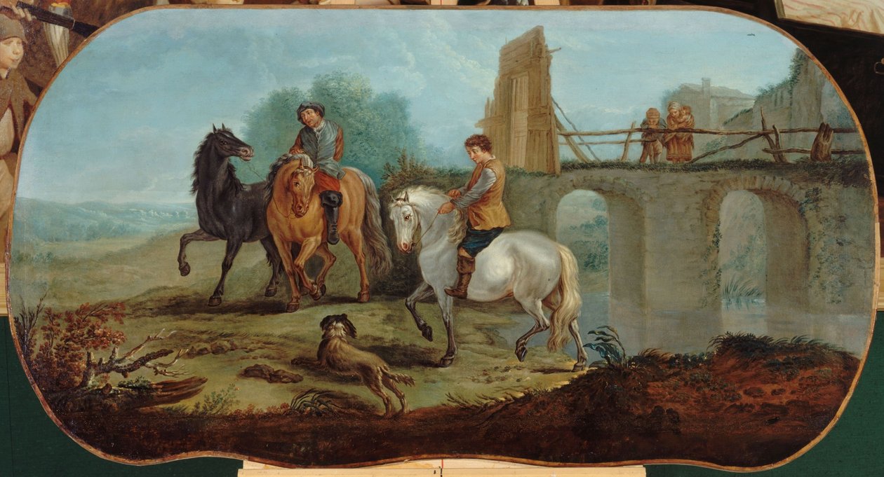 The Dressage of Horses, mellan 1701 och 1800 (olja på duk) av Unknown artist