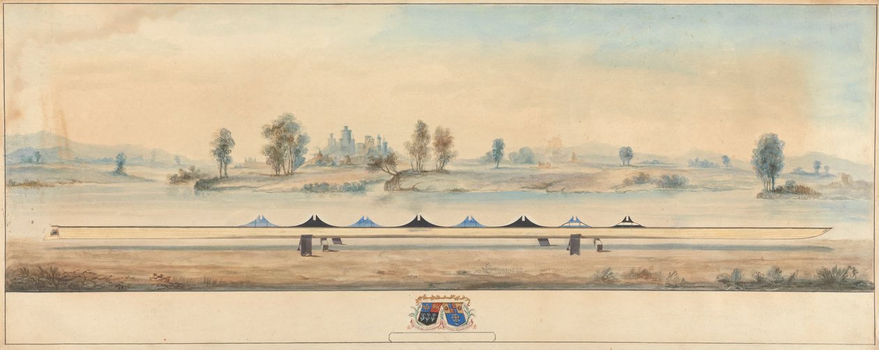 Eton-båten på Themsens dragbana: Windsor Castle i bakgrunden av Unknown artist