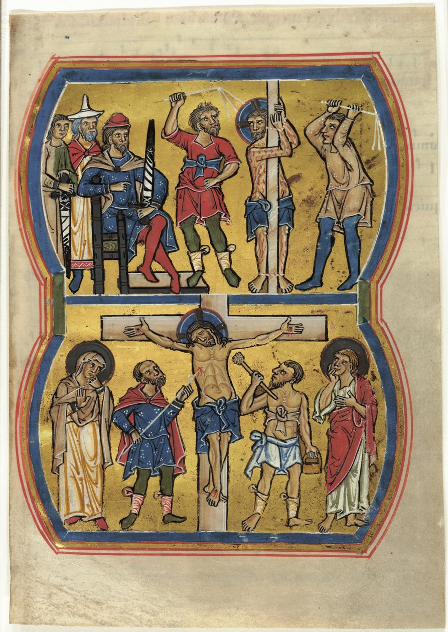 Flagellationen och korsfästelsen, ur en psaltare av Unknown artist
