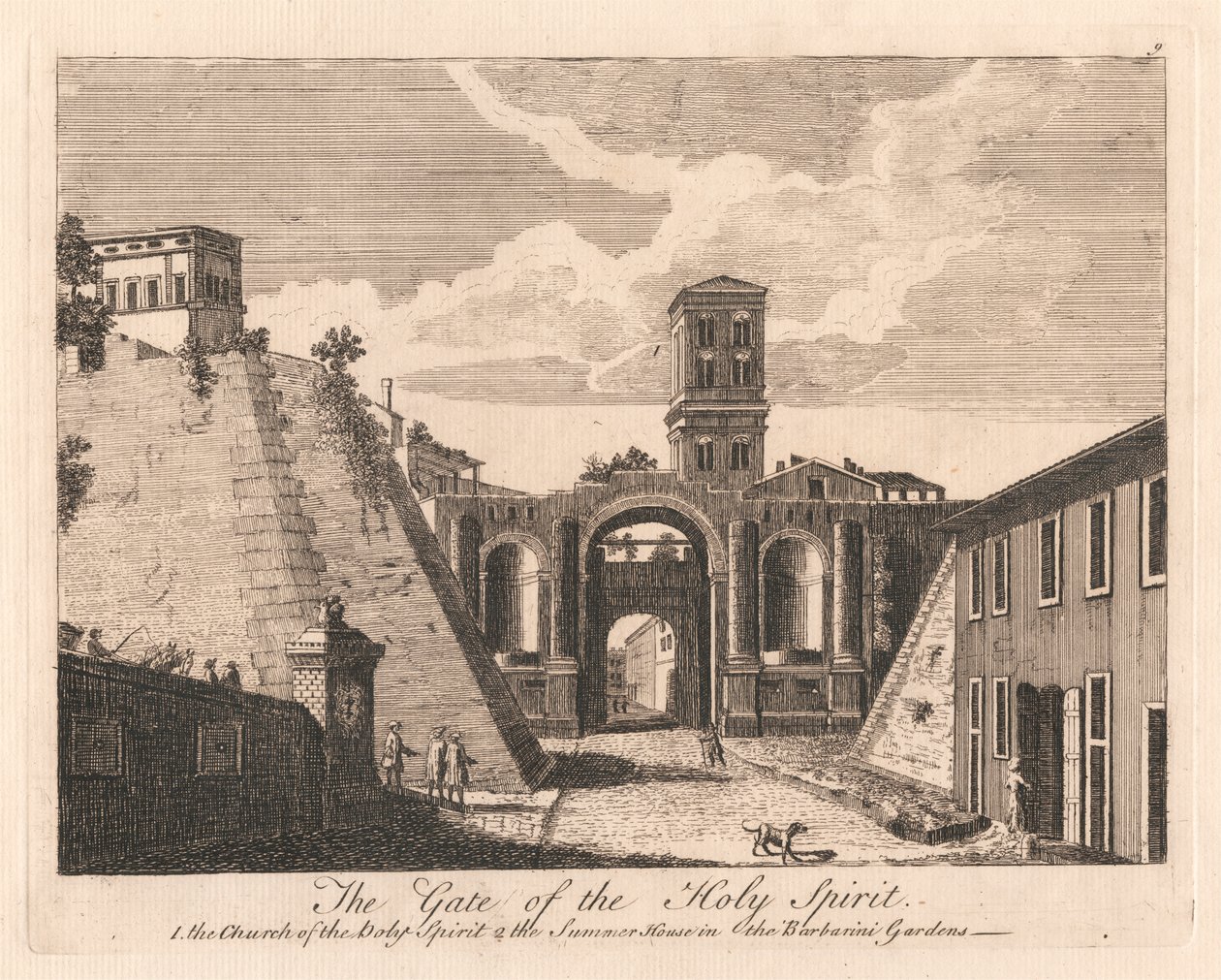 Den Helige Andes port: 1. Den Helige Andes kyrka 2. Sommarhuset i Barbarini Gardens av Unknown artist