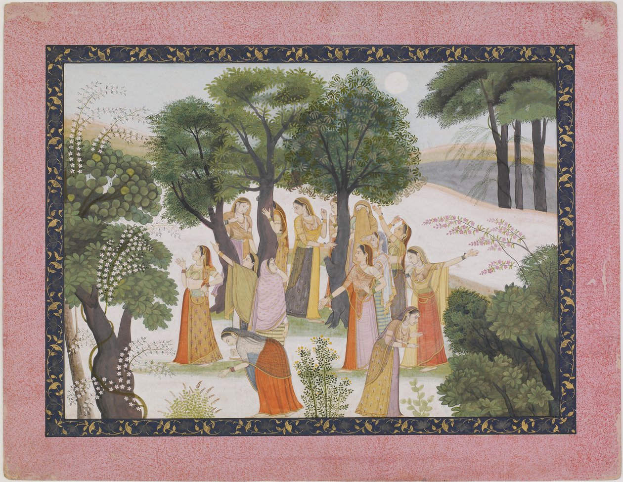 Gopis söker efter Krishna från en <em>Bhagavata Purana</em> av Unknown artist