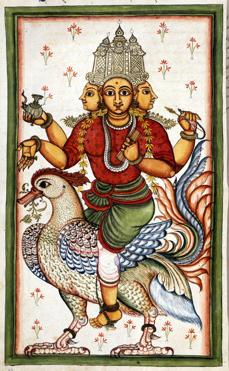Den hinduiska gudomen Brahma Page hämtad från manuskriptet (ms.8300) "History of Mogol"" (Moghul eller Moghol) av Stefano Nivibus Cardeira. 1700-talet. Bibloteca marciana, Venedig av Unknown artist