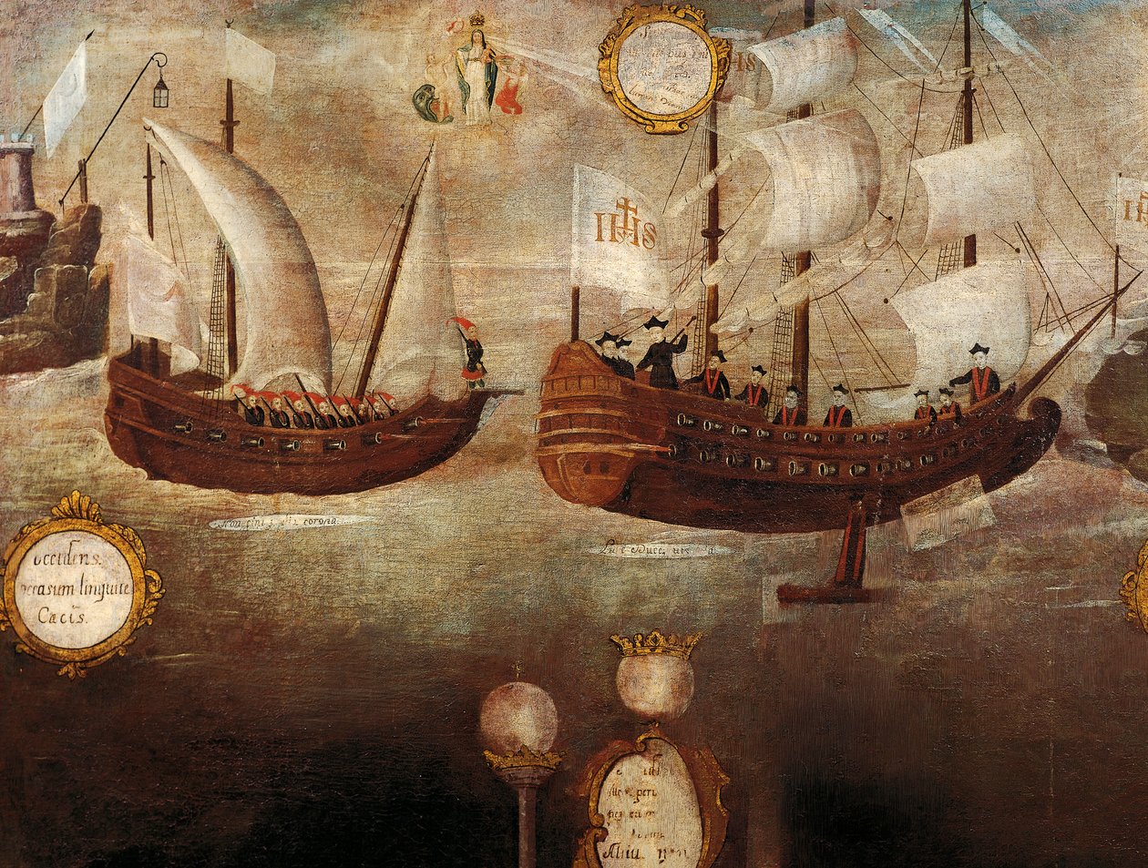 Jesuiternas ankomst med skepp utanför Nya Granadas kust av Unknown artist