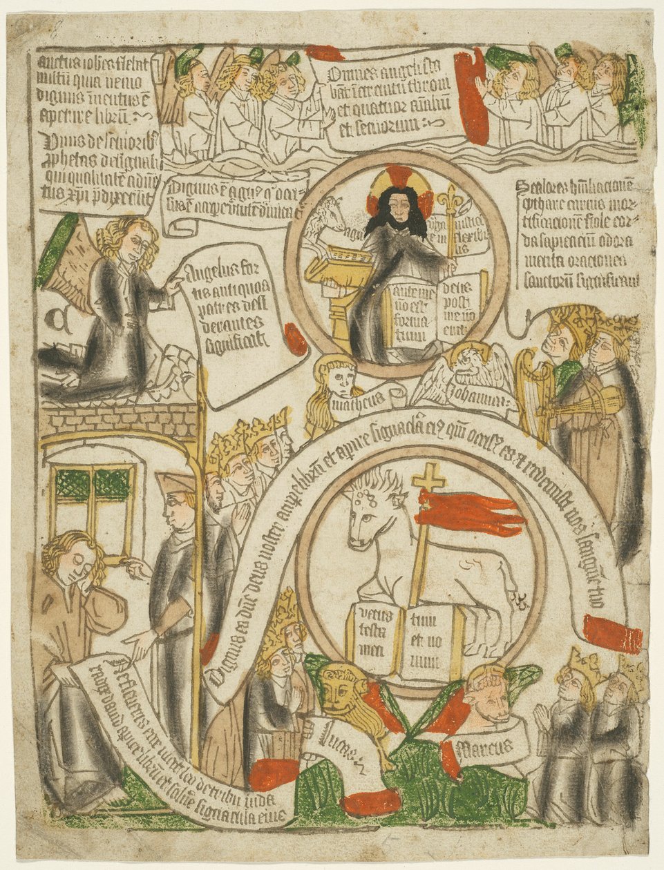 Lammet som tar emot den förseglade boken, folio C från The Apocalypse av Unknown artist