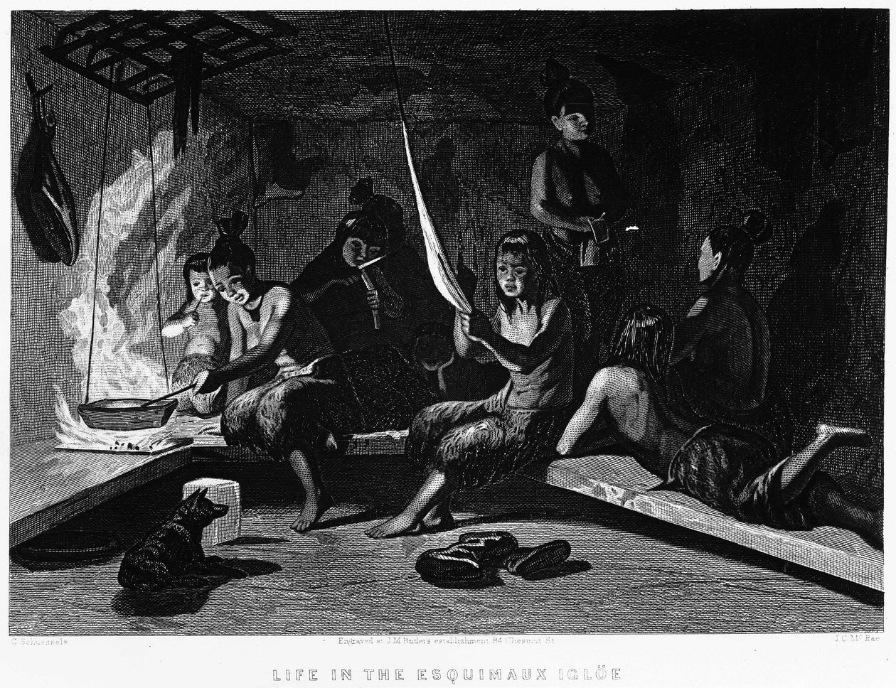 The Life of Eskimos in an Igloo - Elisha Kent Kane, Artic Exploration in Years 1853 - 1855, Philadelphia, Childs och Peterson av Unknown artist