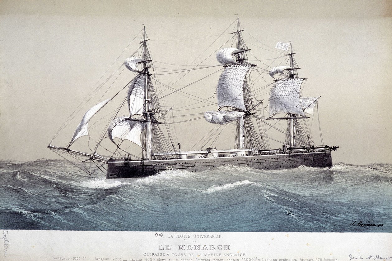 The Monarch, engelsk flotta, cirka 1850 av Unknown artist
