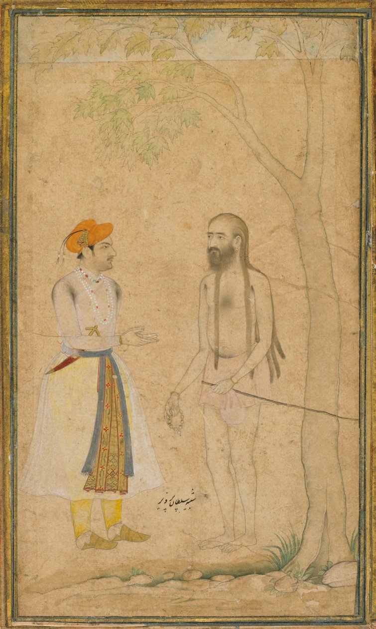 Mughalprinsen Parvez och en helig man av Unknown artist