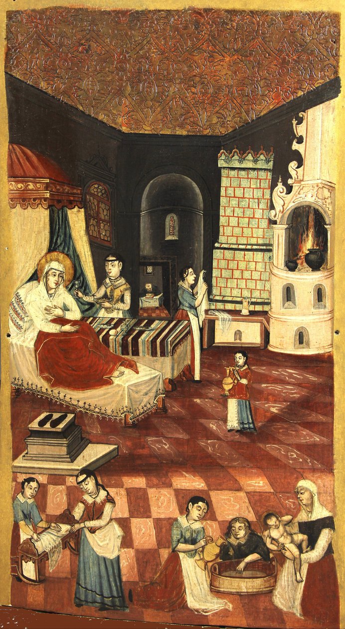 Jungfruns födelse - Anonym - um 1700 - Tempera på panel - 113,6x65,4 - Ivan Honchar Museum Kiev av Unknown artist