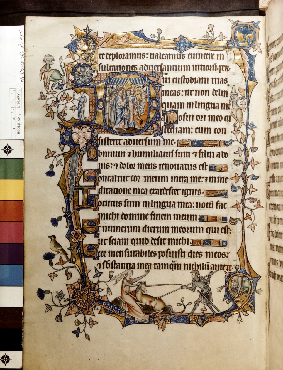Eken och enhörningen, illustration från "Ormesby Psalter av Unknown artist