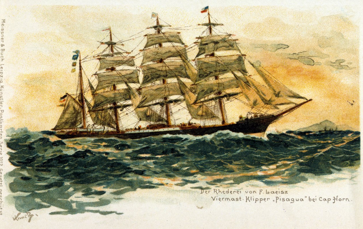 Pisagua-klippet vid Kap Horn. 1800-talsillustration av Unknown artist