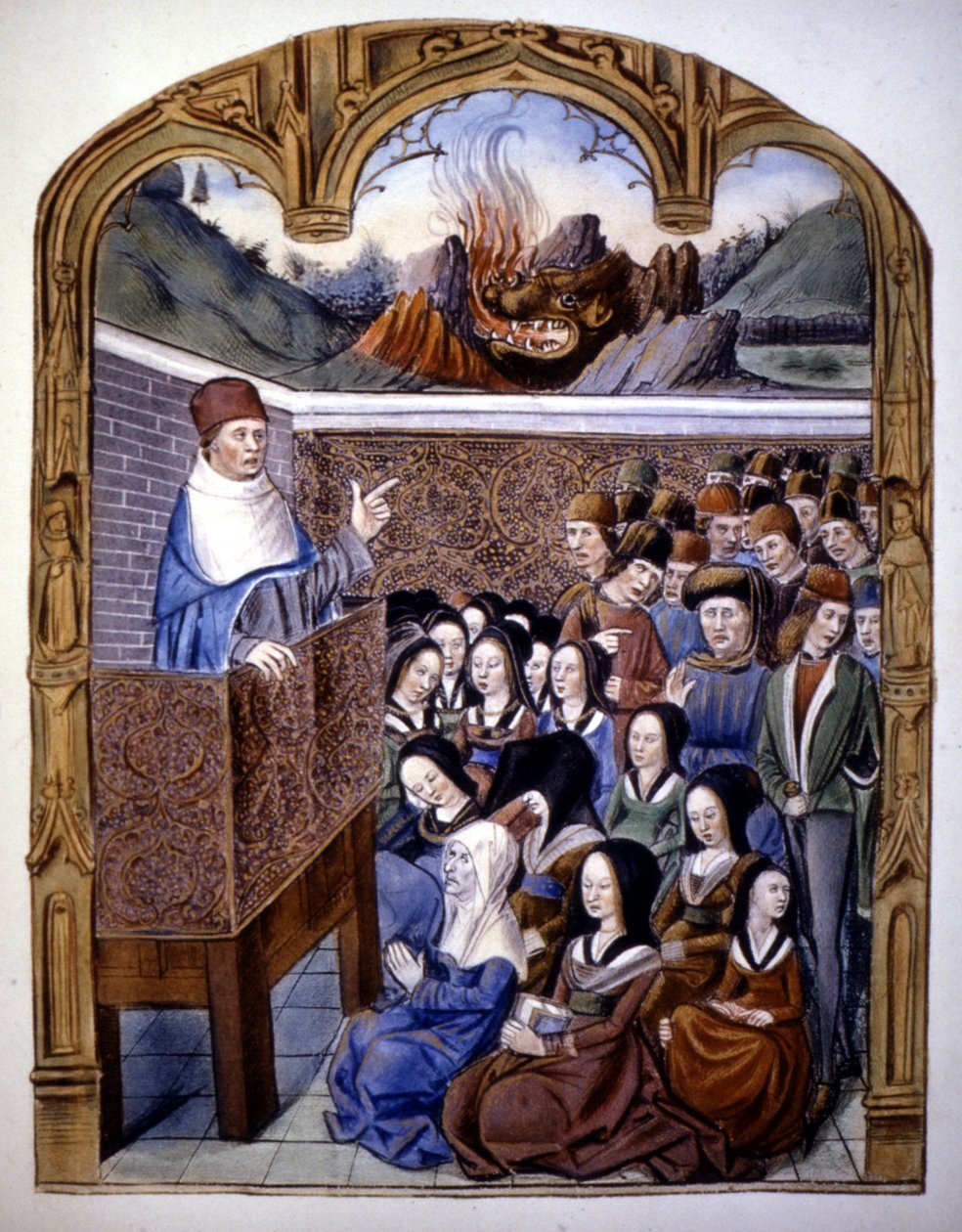 Predikan: helvetets 12 faror. 1400-talsmanuskript. av Unknown artist