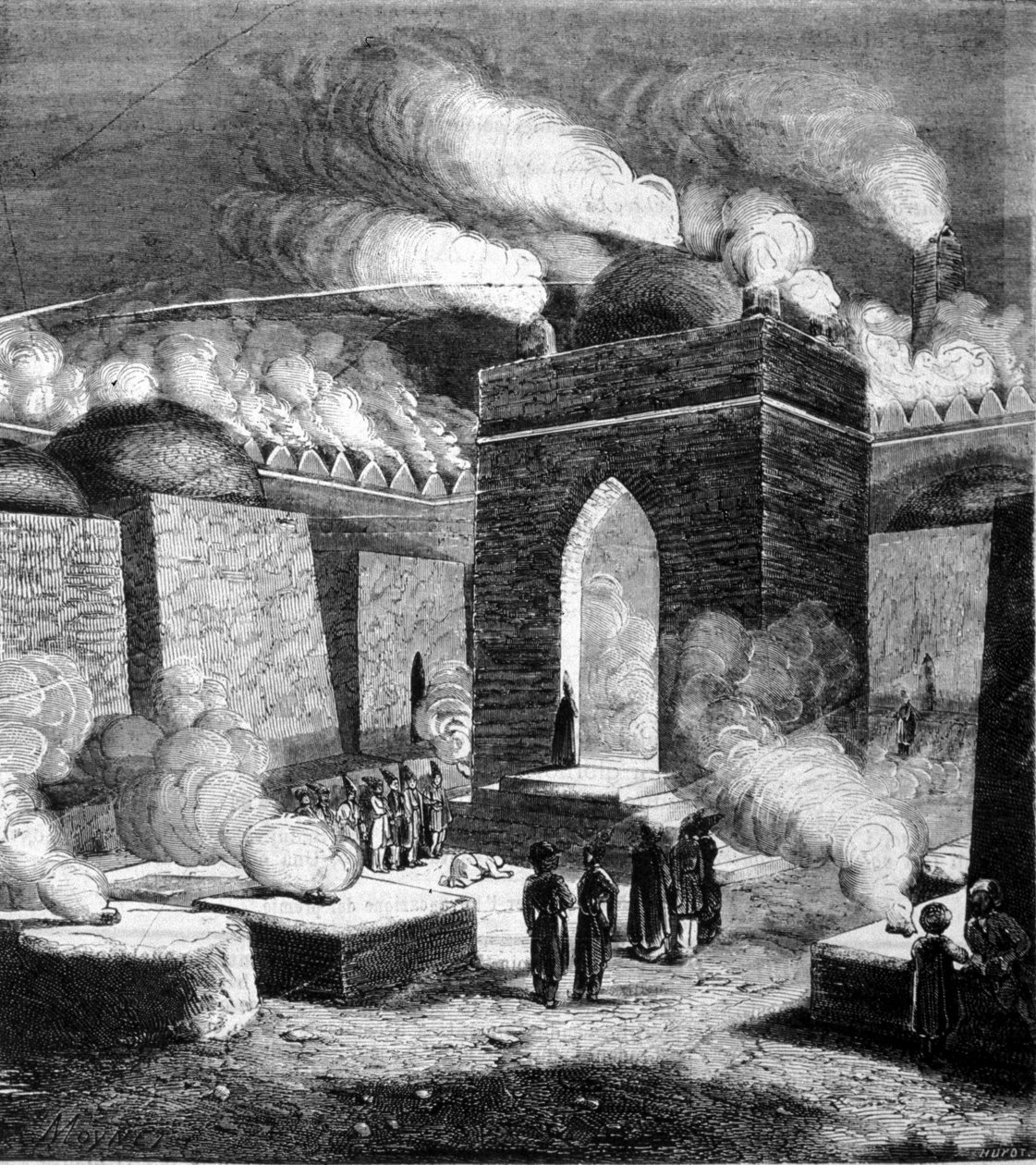 Ateshs eldtemplet - gah i Baku, Azerbajdzjan. 1800-talsgravyr. av Unknown artist