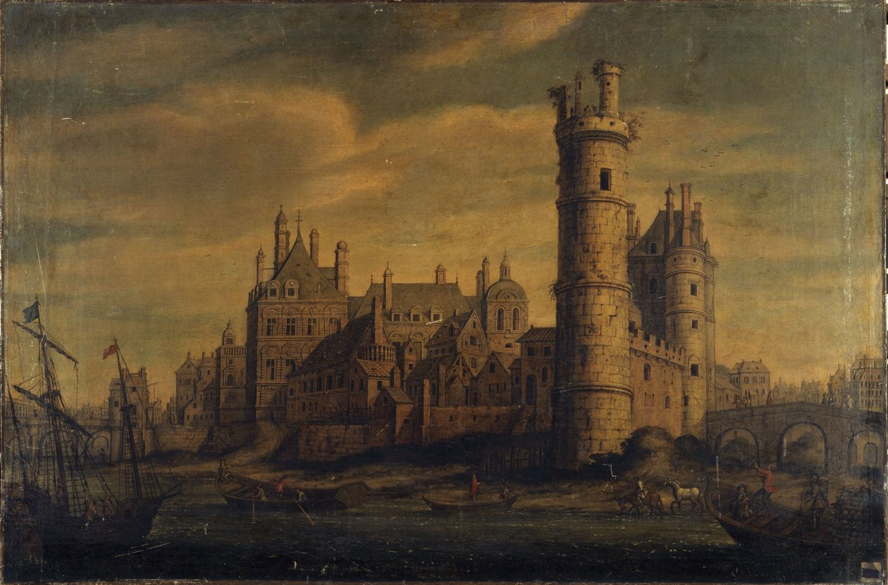 Tornet och porten i Nesle, Hôtel de Nevers, ca 1650 (olja på duk) av Unknown artist