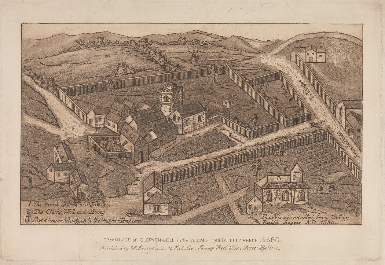 Byn Clerkenwell under drottning Elizabeths regeringstid, 1560 av Unknown artist