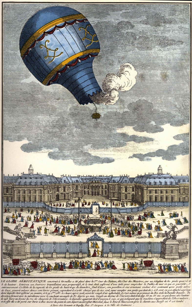 Den aerostatiska globen byggd i Versailles 1783. av Unknown artist