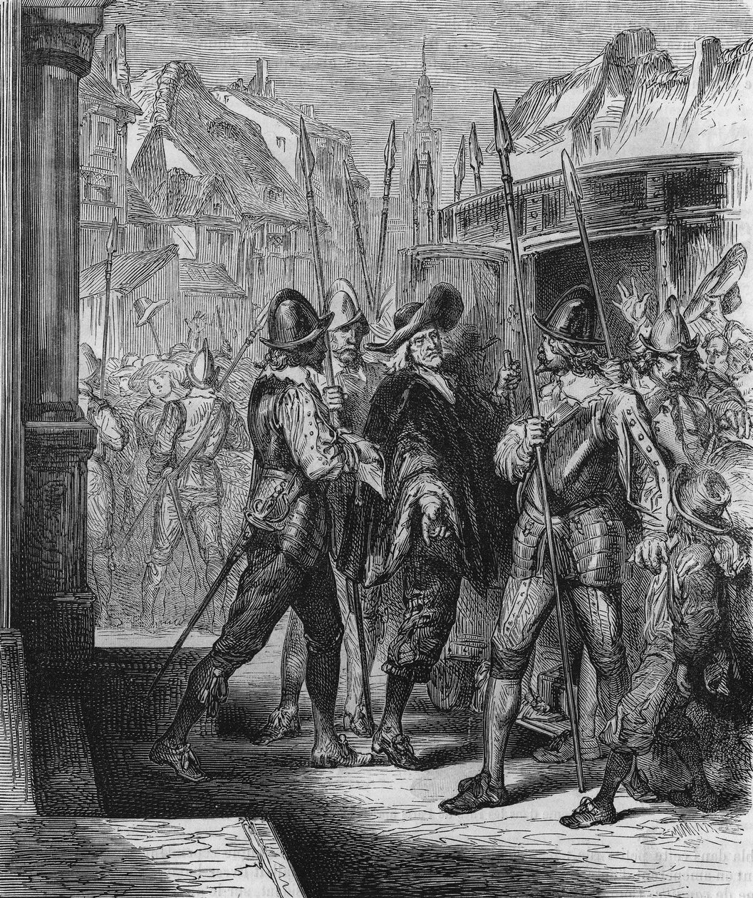 Gripandet av Pierre Brousel (1575 - 1654) 1648, under order av Anne av Österrike, vilket framkallade lättnad för folket (barrikadernas dagar) och Fronde. Gravyr från 1866. av Unknown artist