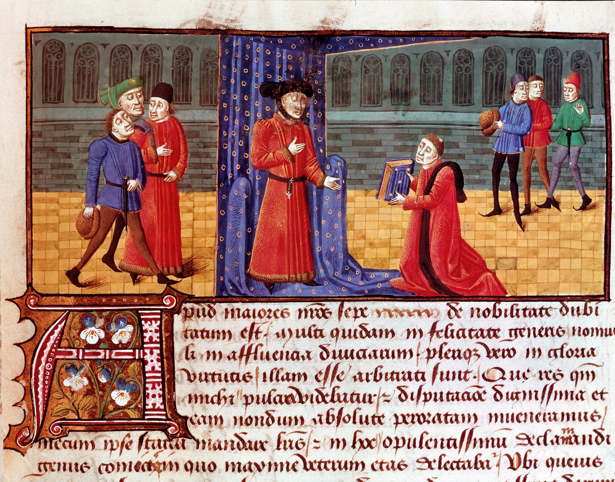 Författaren presenterar sitt verk Sida hämtat från "" Sophilogium"" (Archiloge Sophie. Book of Good Practice) av Jacques Legrand (Legrant) (1365-1415) 1400- eller 1500-talets Torre do Tombo, Lissabon av Unknown artist