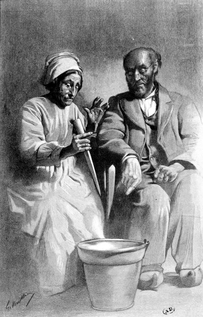 Det förtrollande av den reflekterade bilden - litografi, sent 1800-tal av Unknown artist