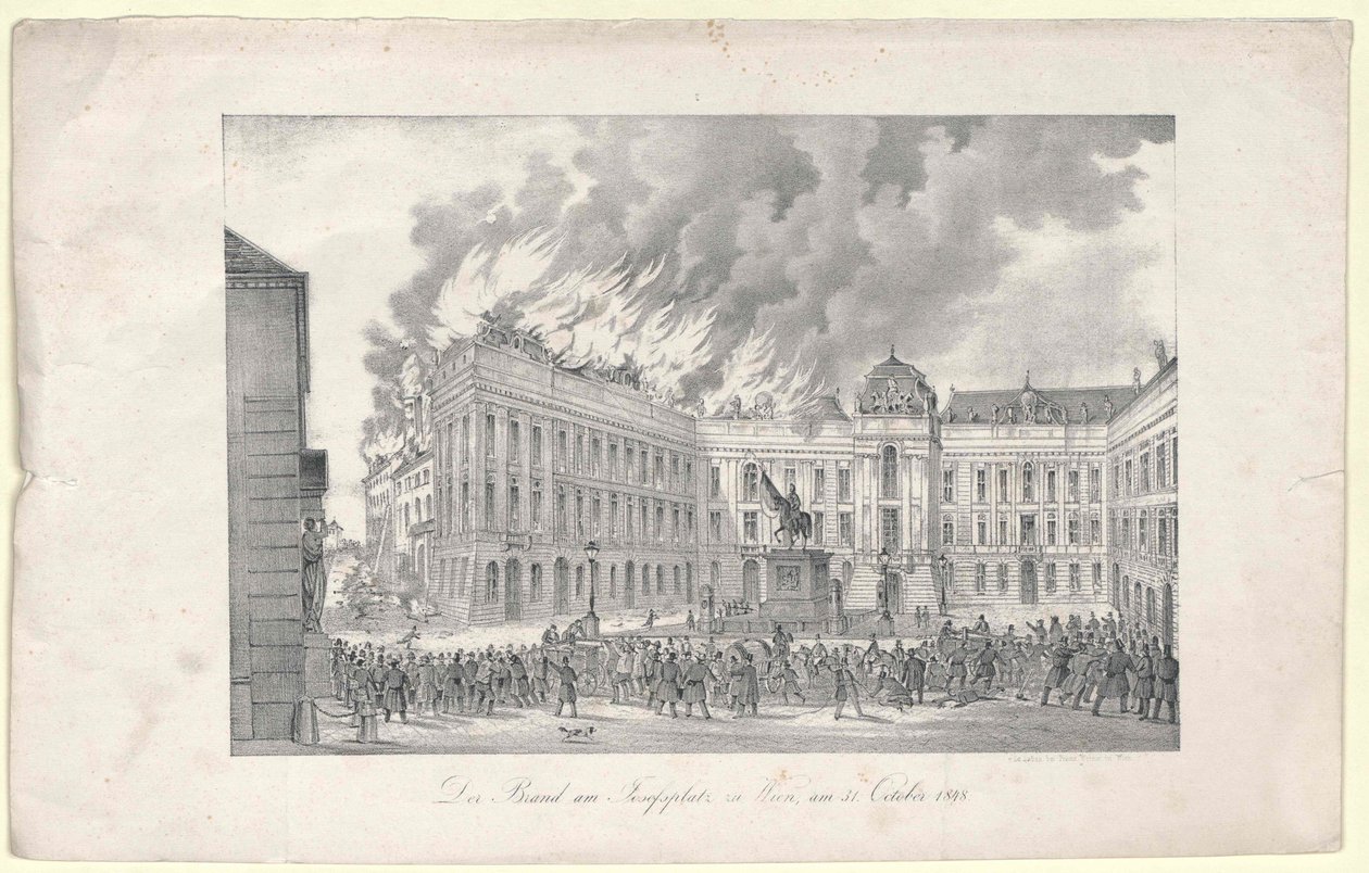 Branden vid Josefs torg till Wien av Unknown artist