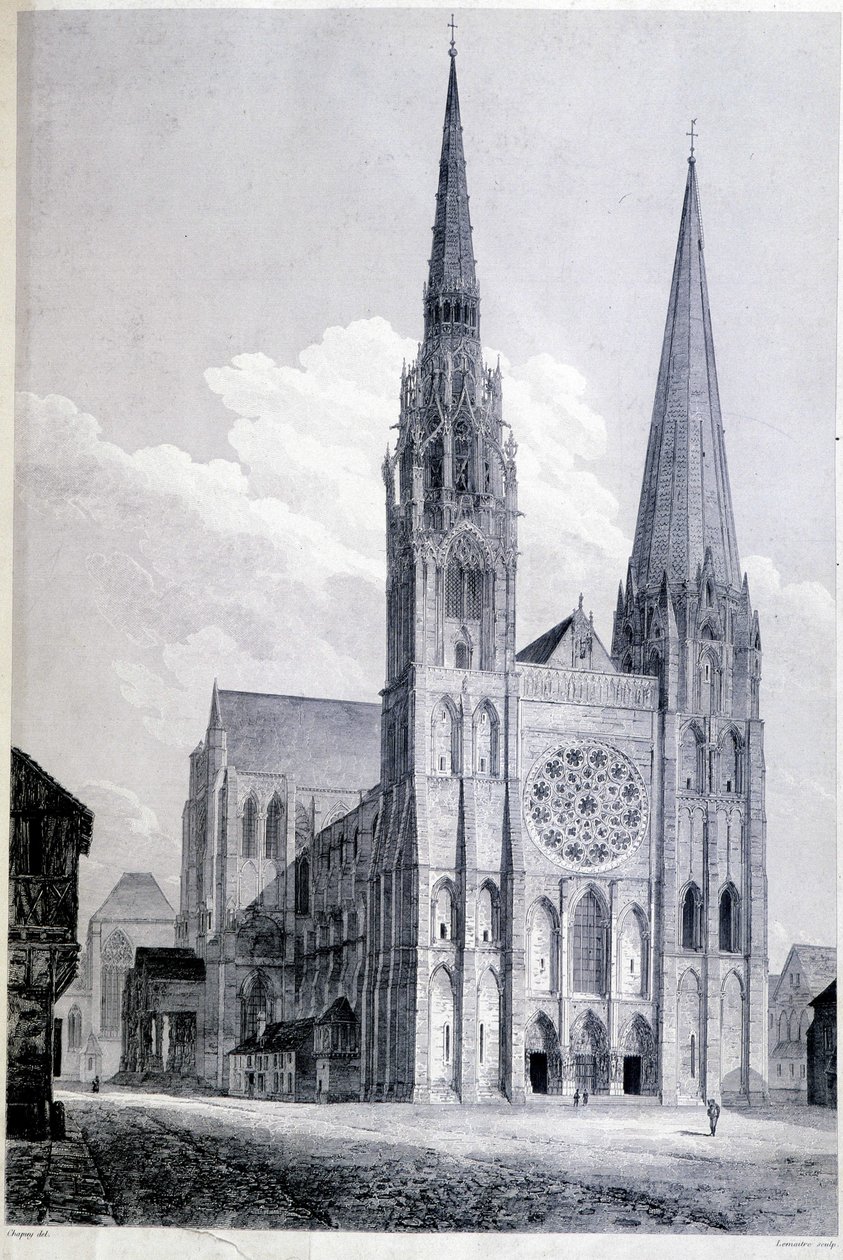 Katedralen i Chartres - gravyr av Unknown artist