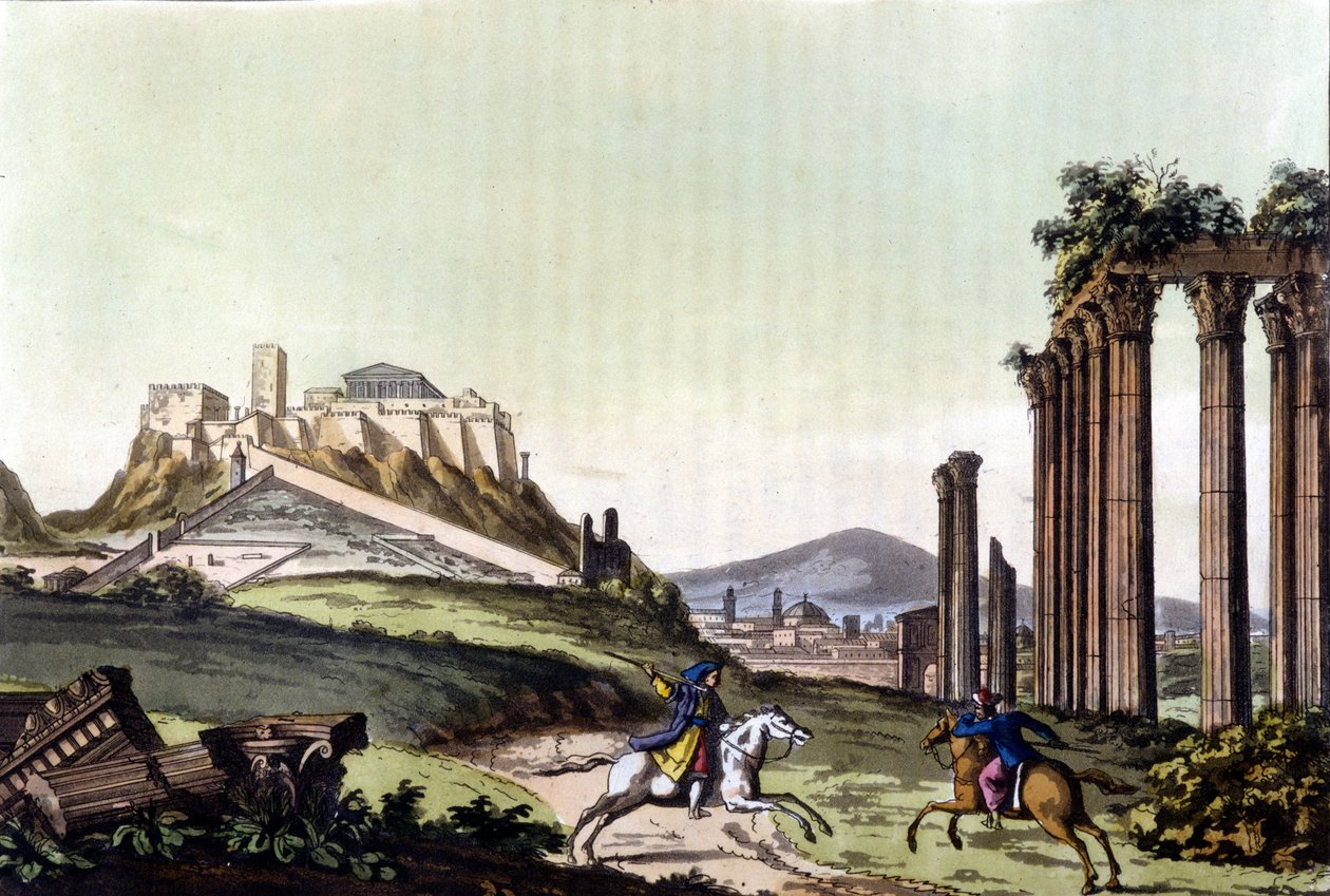 Staden Aten 1810. i ”Den gamla och moderna kostymen”” av Jules Ferrario, red. Milano av Unknown artist