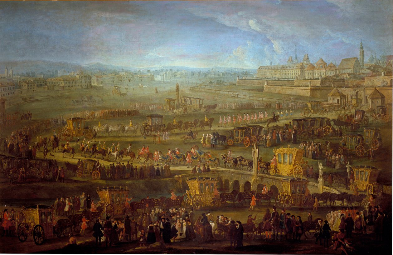 Ambassadören för markisen av Mirepoix (1699-1757) med franska diplomatiska representanter i Wien 12/10/1738 Anonym målning från 1700-talet. Wien, Stadens historiska museum av Unknown artist