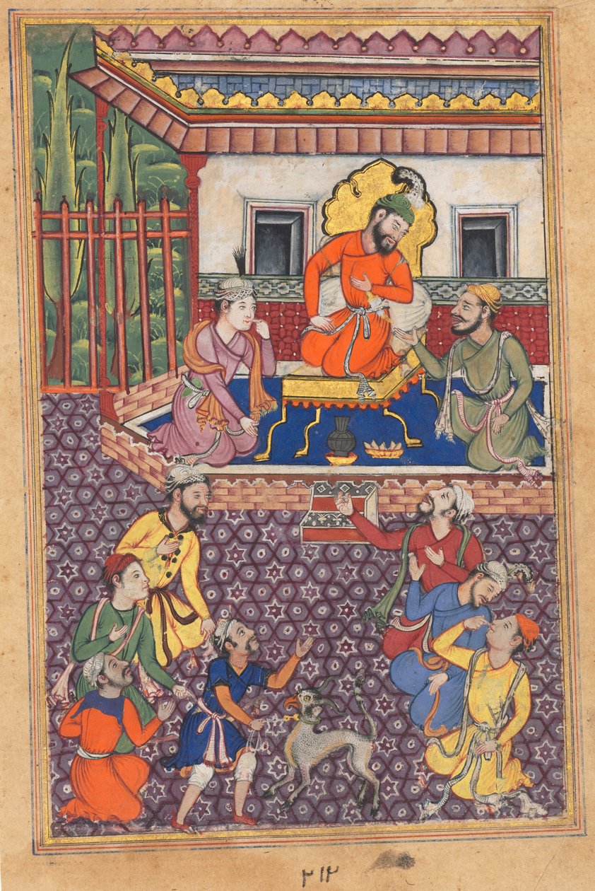 Ujjains rajas hov, från en Tuti-nama (Berättelser om en papegoja): Fyrtiosjätte natten av Unknown artist
