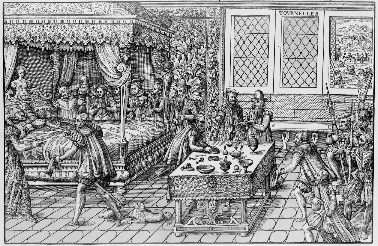Henrik II:s (1519-1559), Frankrikes kung, död i Palais des Tournelles i Paris, 30 juni av Unknown artist