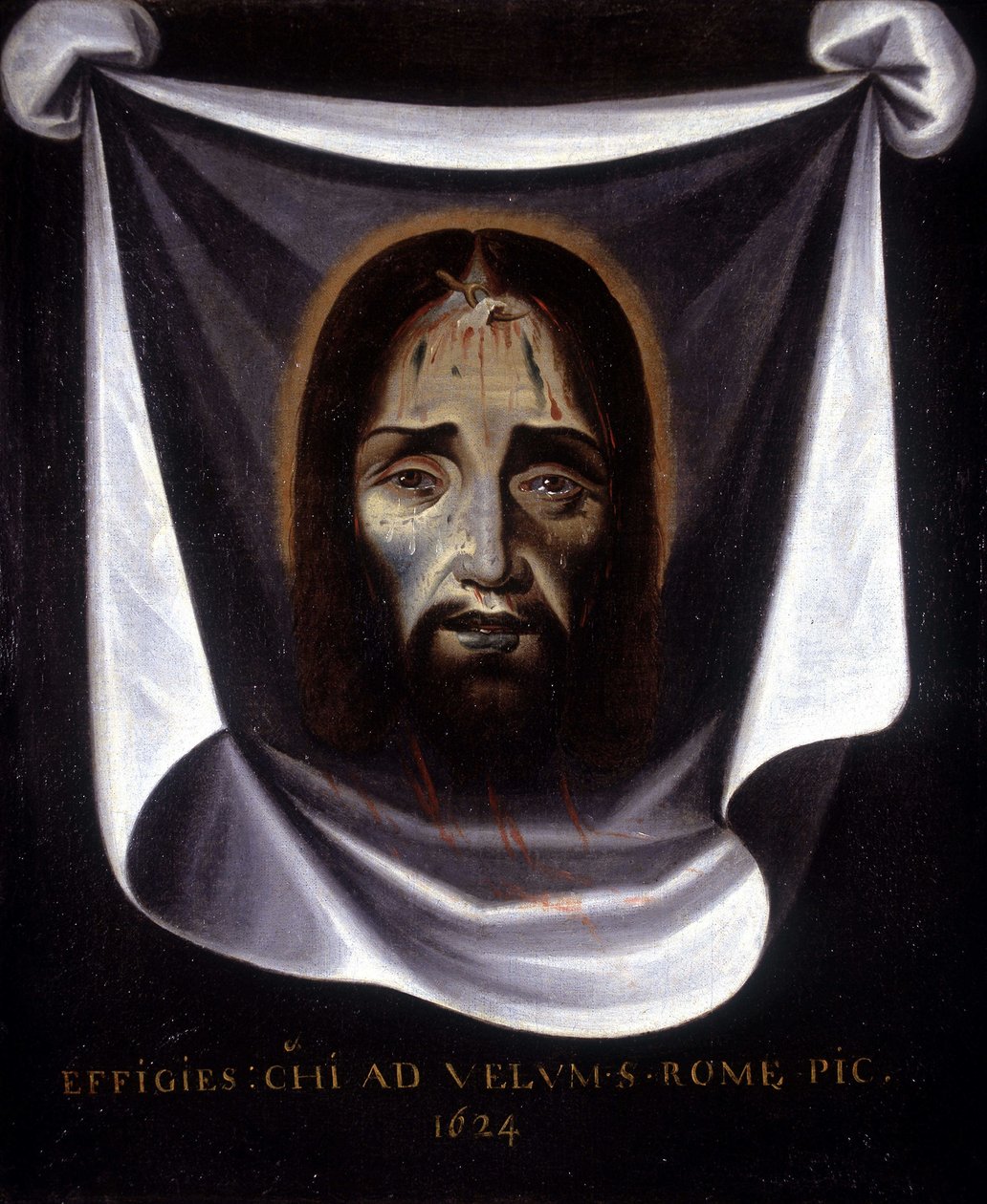 Kristusbilden målad från duken som finns bevarad i St. Sylvestre-kyrkan i Rom av Unknown artist