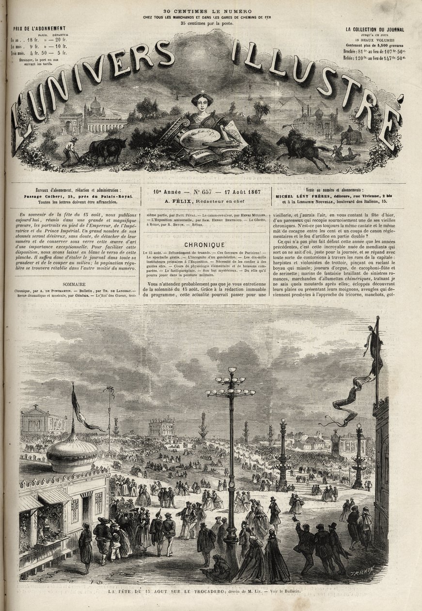 Festen den 15 augusti 1867 på Trocadero i Paris - 1867 års illustra universum av Unknown artist