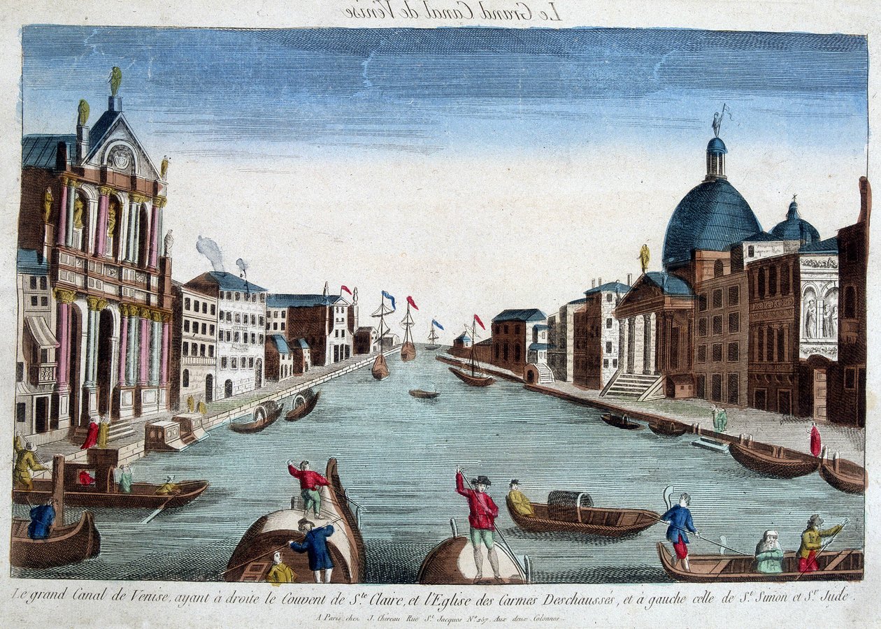 Venedigs stora kanal. Till höger: klostret Santa Claire och kyrkan Carmes Deshaussés. Till vänster: St. Simons och St. Judes kyrka. av Unknown artist