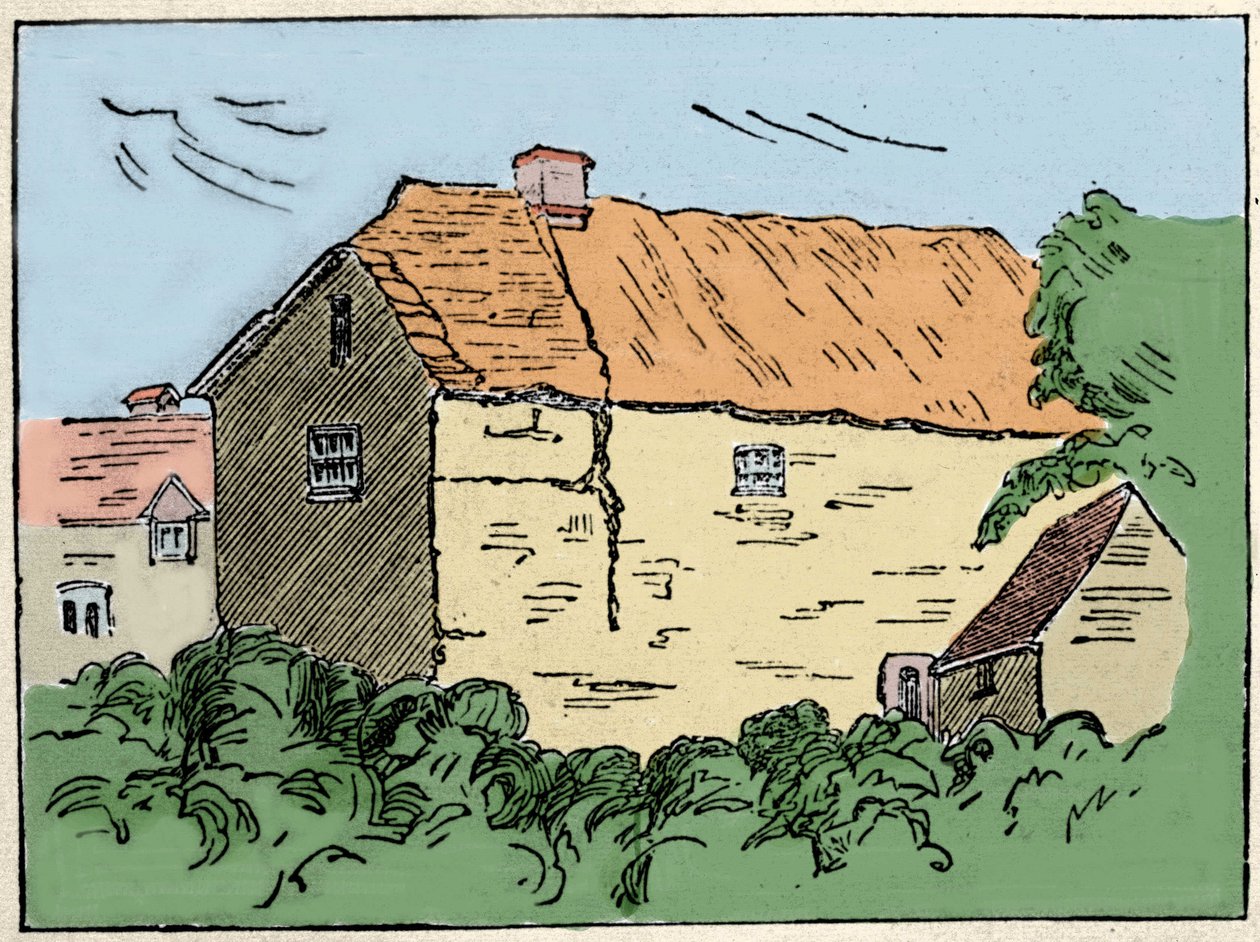 Hemmet för Francis Drake (1540-1596), brittisk upptäcktsresande och kapare i Crowndale nära Tavistock. Den förstördes på 1800-talet. av Unknown artist