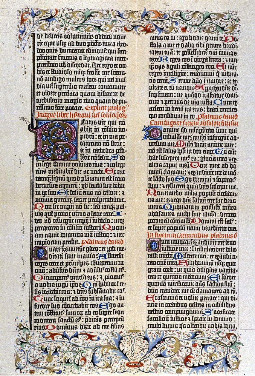 Den latinska bibeln av Gutenberg med 42 rader - 1455. av Unknown artist