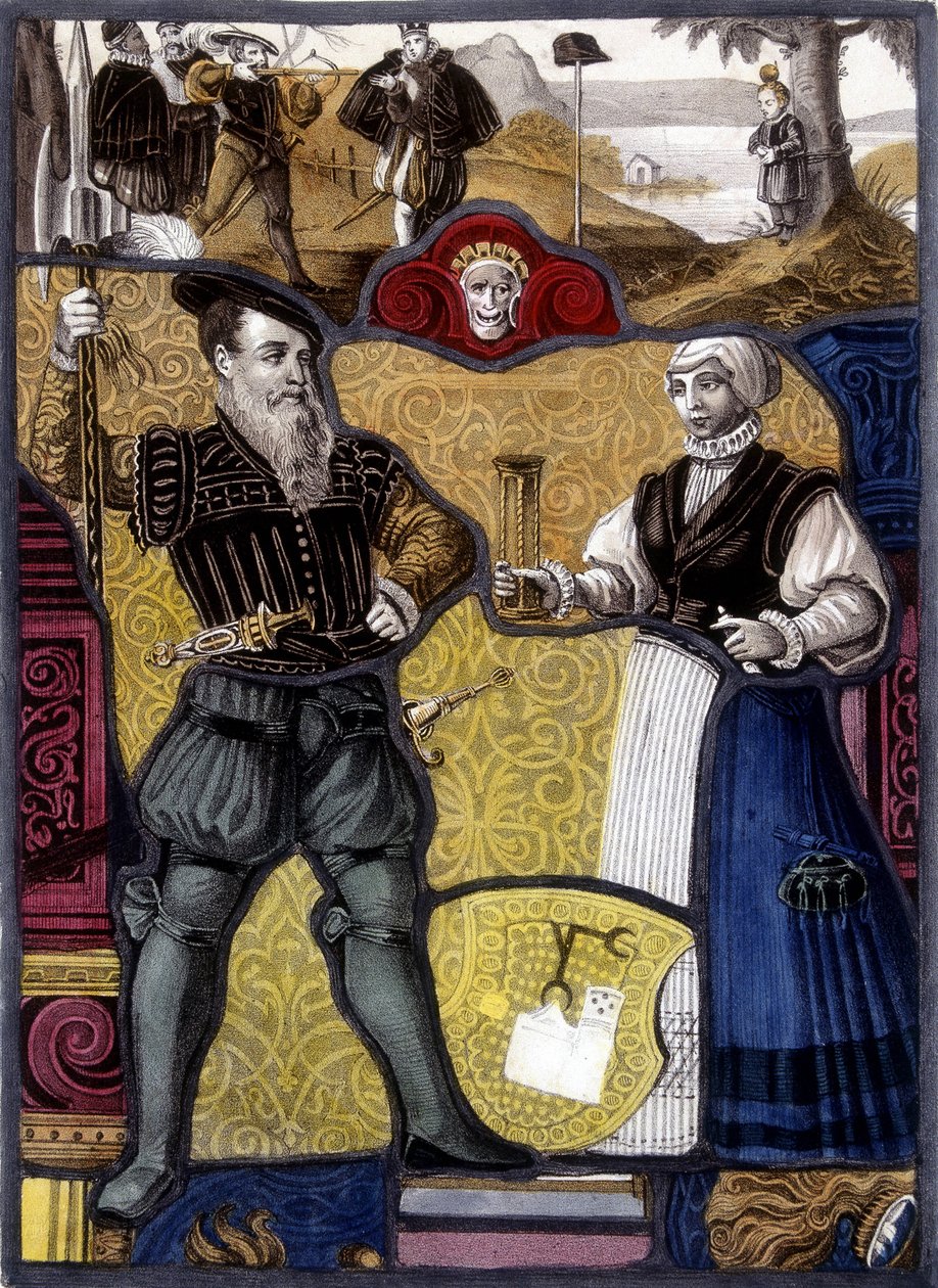 Legenden om Guillaume Tell. (William Tell) Gravyr från schweiziskt målat glas, sent 1500-tal. av Unknown artist