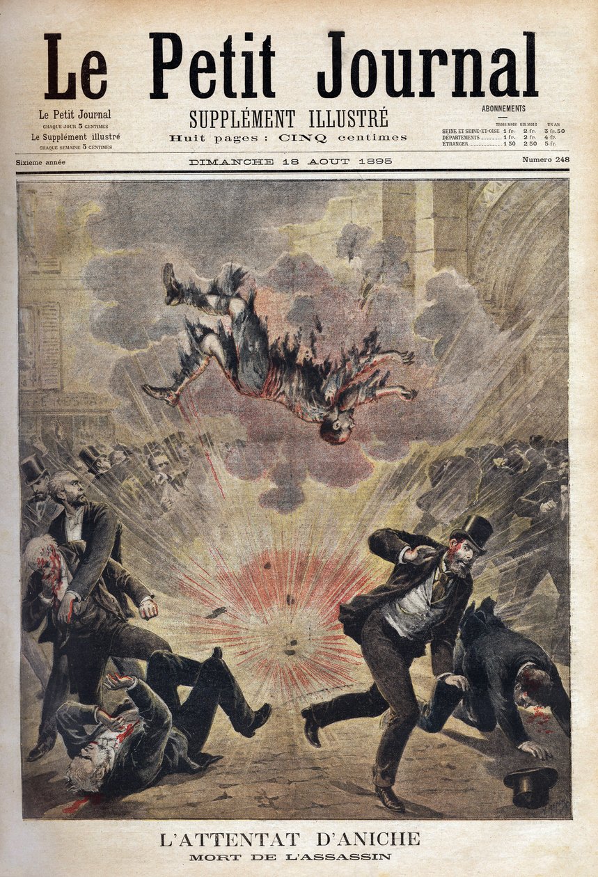 Mördaren Clement Decoux är offer för hans försök till attack mot Emile Vuillemin (1822-?), chef för Aniche-gruvor, som firar sitt femtioårsjubileum i spetsen för kolproduktionen den 4 augusti av Unknown artist