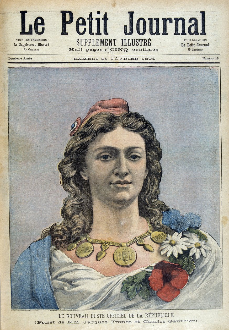 Republikens nya officiella byst (Marianne) - i "" Le Petite Journal"" av 1891-02-21 av Unknown artist