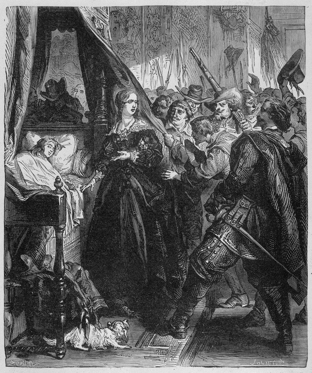 Folket (fronde) gick till det kungliga palatset och bad att få träffa den unge Alite kungen (Louis XIV och Anne av Österrike) av Unknown artist