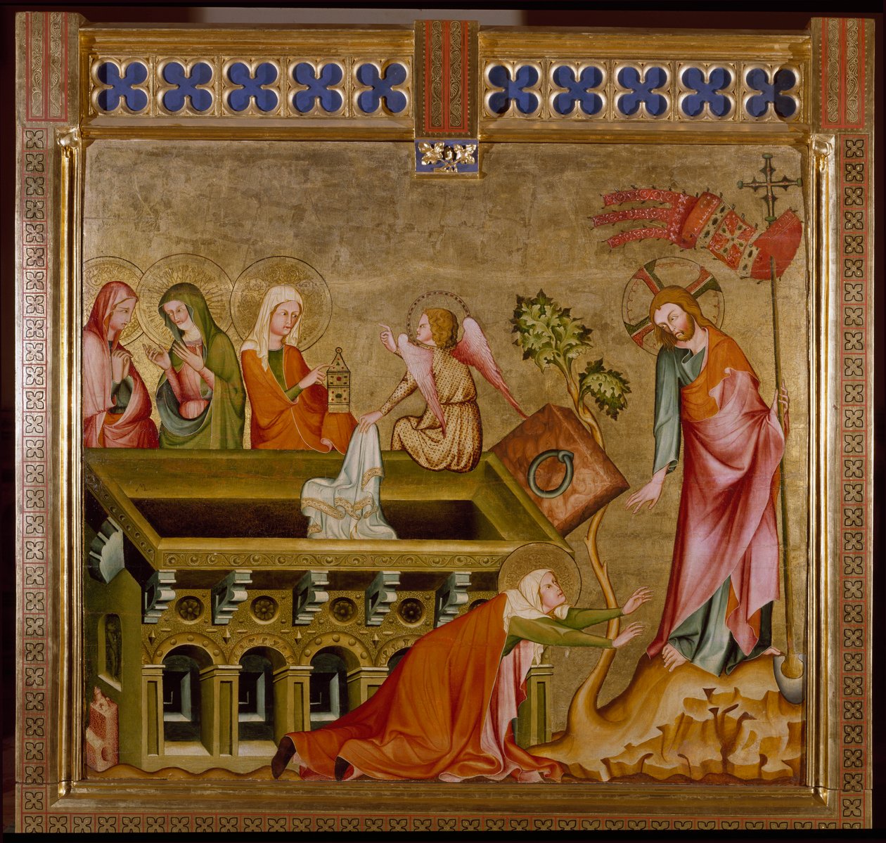 De tre kvinnorna i graven och Noli me tangere (målning, ca 1330) av Unknown artist