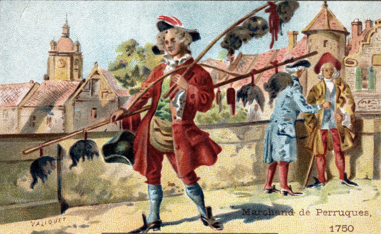 Handeln med peruker 1750. av Unknown artist
