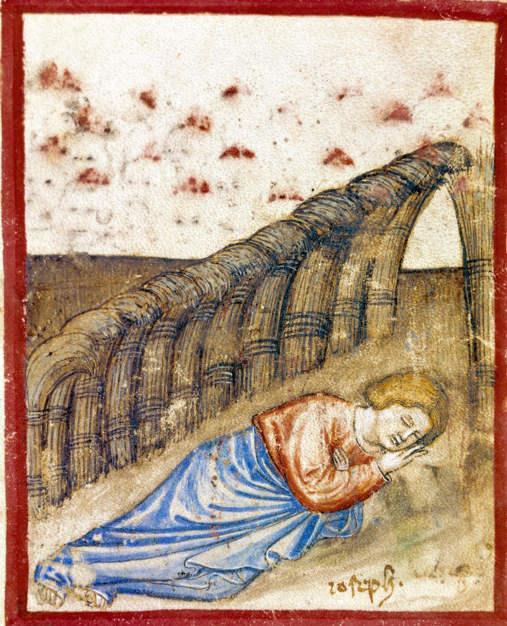 The Vision of Joseph, son of Jacob Miniature hämtad från Codex 212 (eller Paduan Codex eller Bible of Padua) 1390-1400 Rovigo, Accademia dei Concordi av Unknown artist