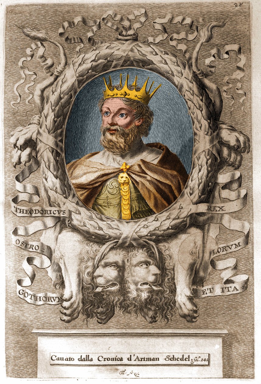 Theodorik I den store (v. 454-526), kung av östgoterna (474-526) och grundare av östgotriket i Italien. av Unknown artist