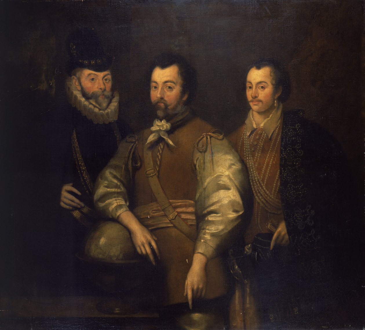 Thomas Cavendish, Sir Francis Drake och Sir John Hawkins av Unknown artist